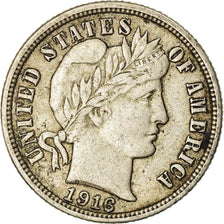 Monnaie, États-Unis, Barber Dime, Dime, 1916, U.S. Mint, Philadelphie, TTB