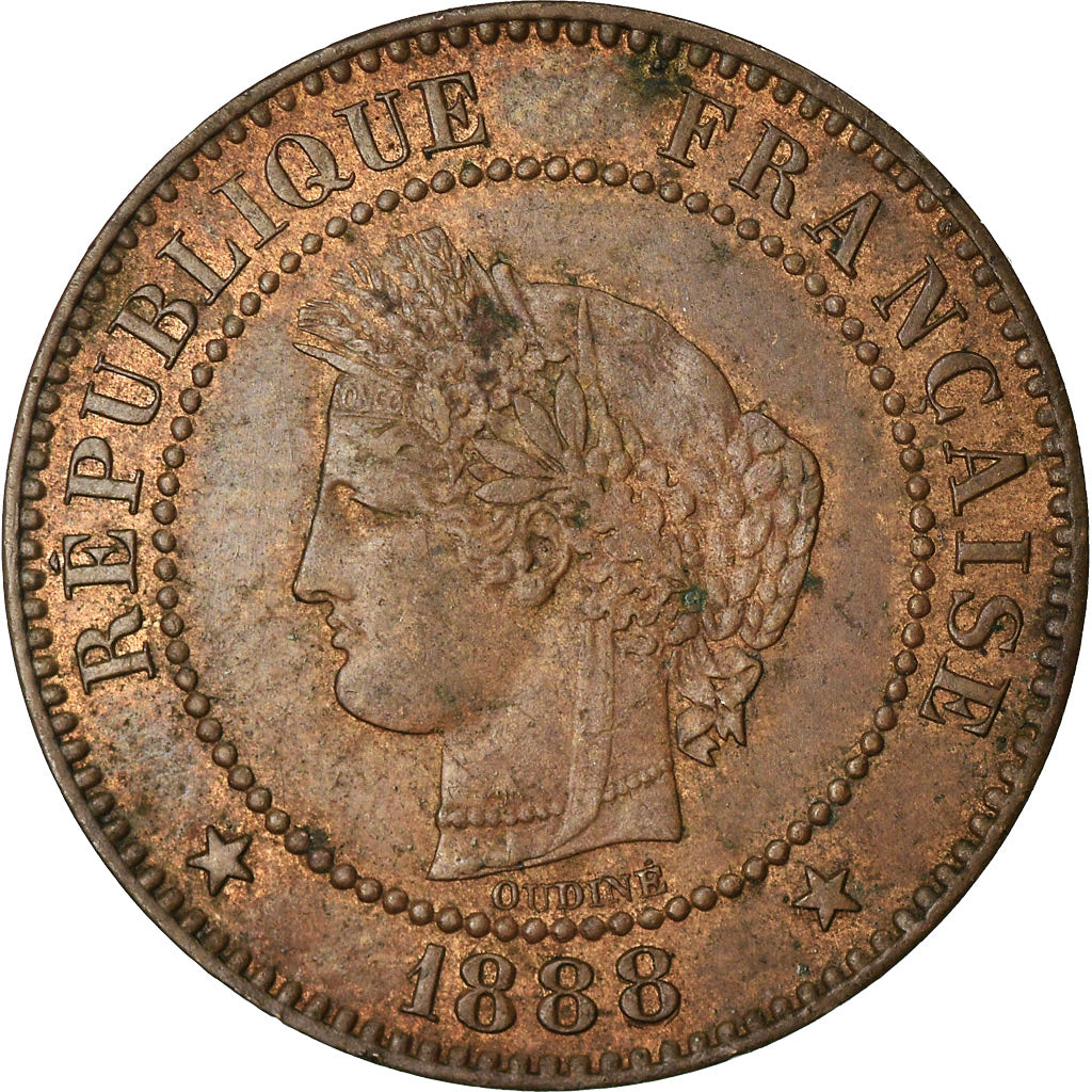 Coin, France, Cérès, 2 Centimes, 1888, Paris, AU(50-53), Bronze, KM:827.1