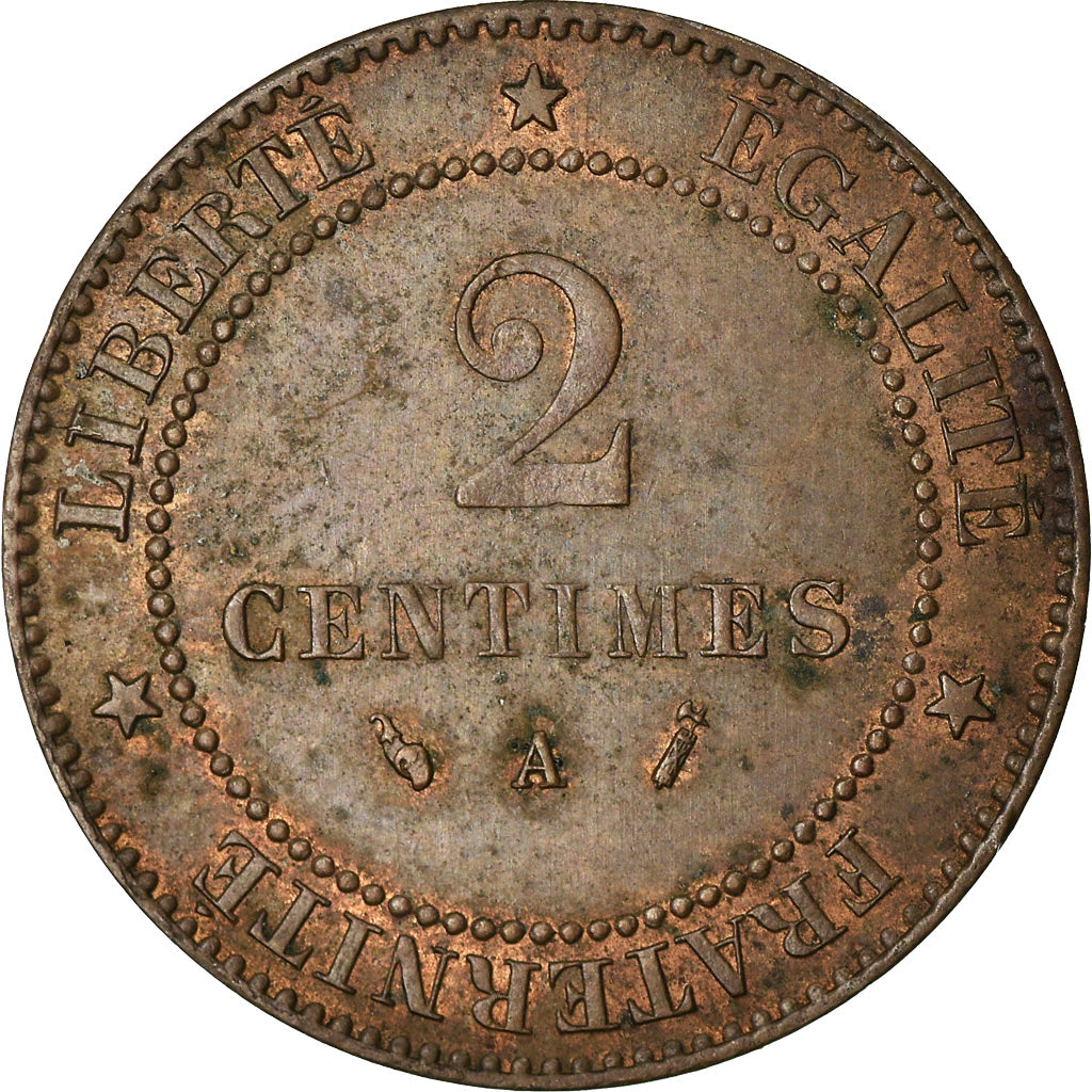 Coin, France, Cérès, 2 Centimes, 1888, Paris, AU(50-53), Bronze, KM:827.1