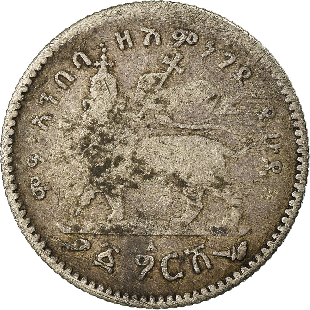 Münze, Äthiopien, Menelik II, Gersh, 1903, Paris, SGE+, Silber, KM:12