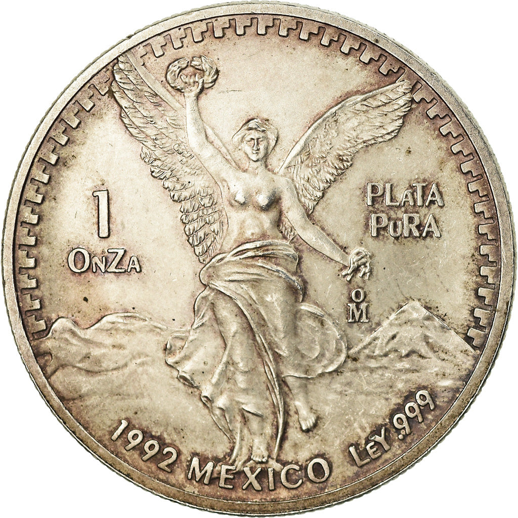 Moneda, México, Onza, Troy Ounce of Silver, 1992, Mexico City, SC, Plata