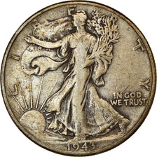 Münze, Vereinigte Staaten, Walking Liberty Half Dollar, Half Dollar, 1943, U.S.