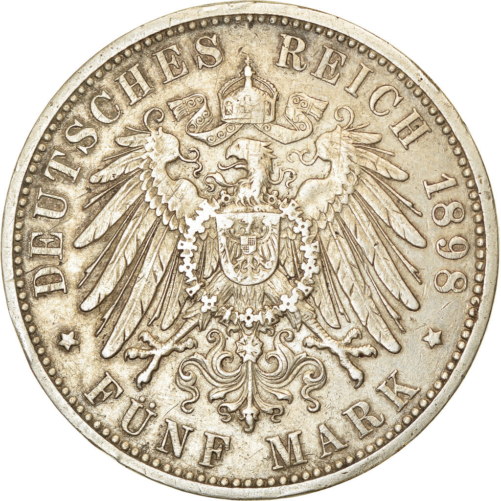 Coin, German States, WURTTEMBERG, Wilhelm II, 5 Mark, 1898, Freudenstadt