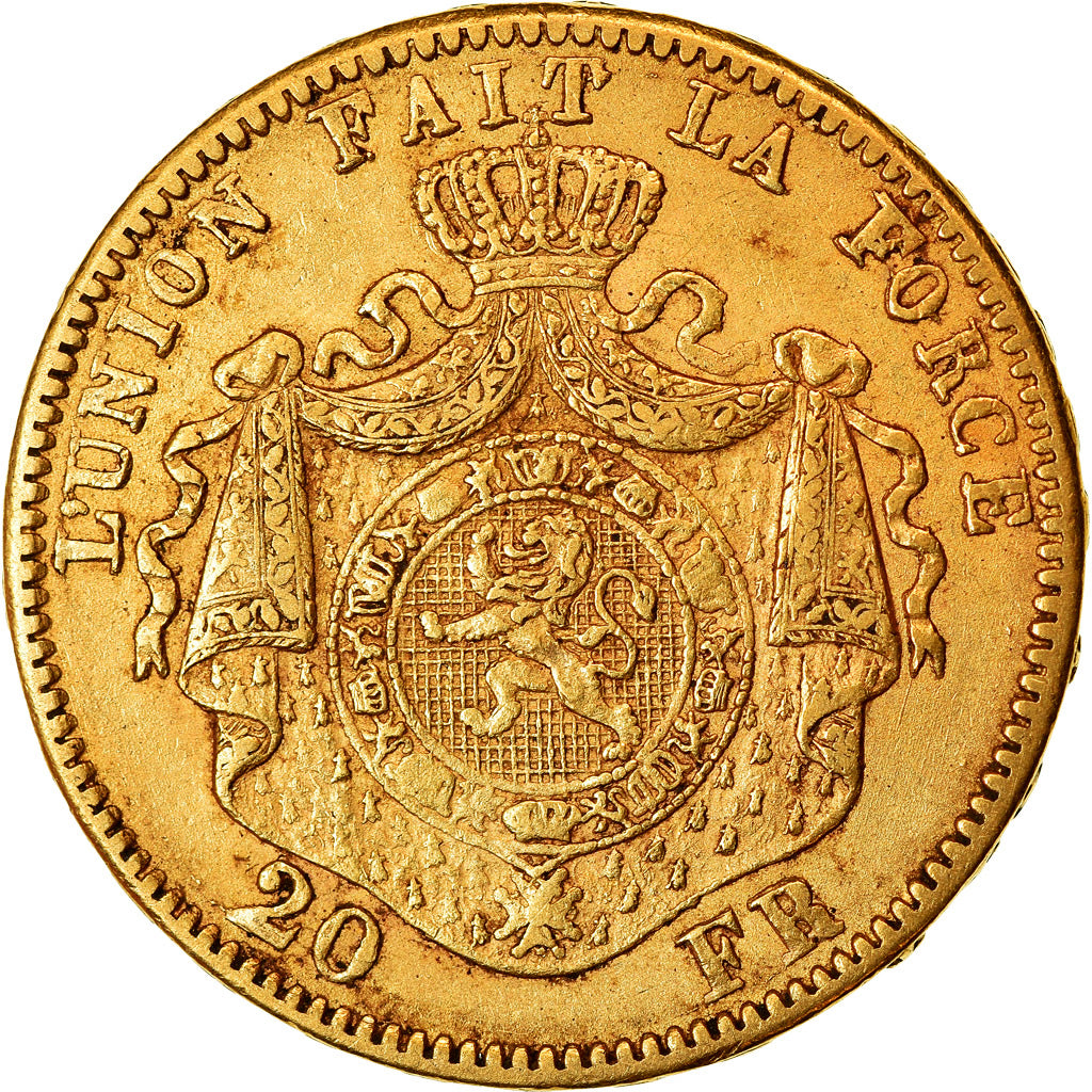 Coin, Belgium, Leopold II, 20 Francs, 20 Frank, 1871, AU(55-58), Gold, KM:37