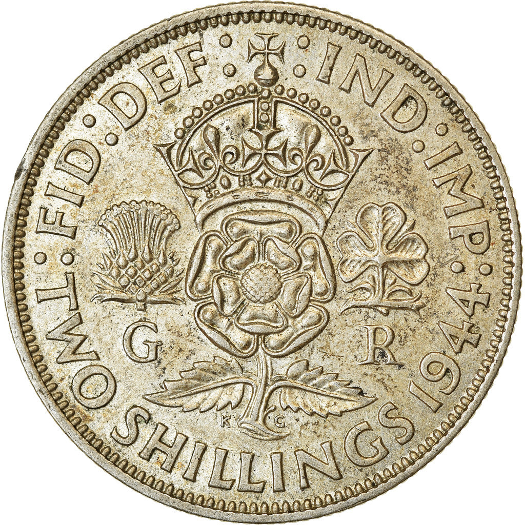 Moneta, Gran Bretagna, George VI, Florin, Two Shillings, 1944, BB+, Argento
