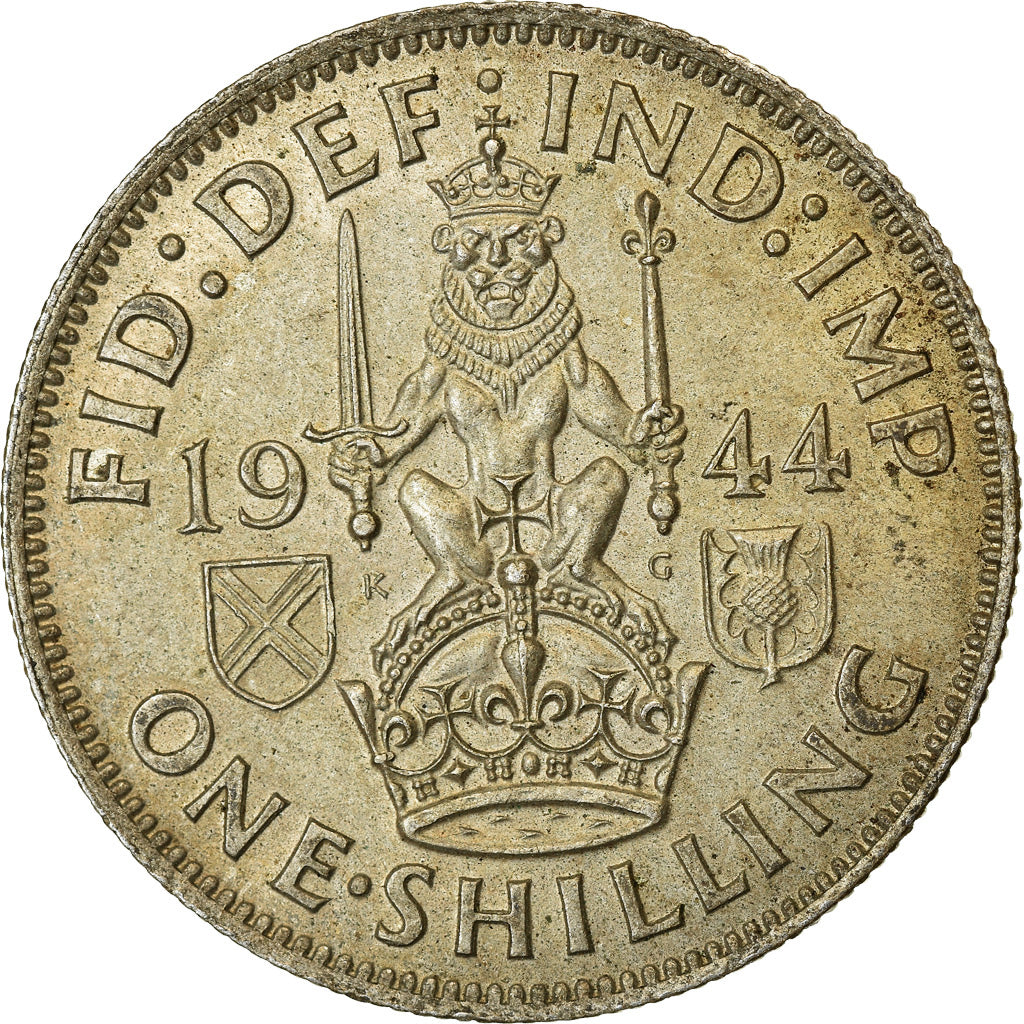 Moneda, Gran Bretaña, George VI, Shilling, 1944, MBC, Plata, KM:854