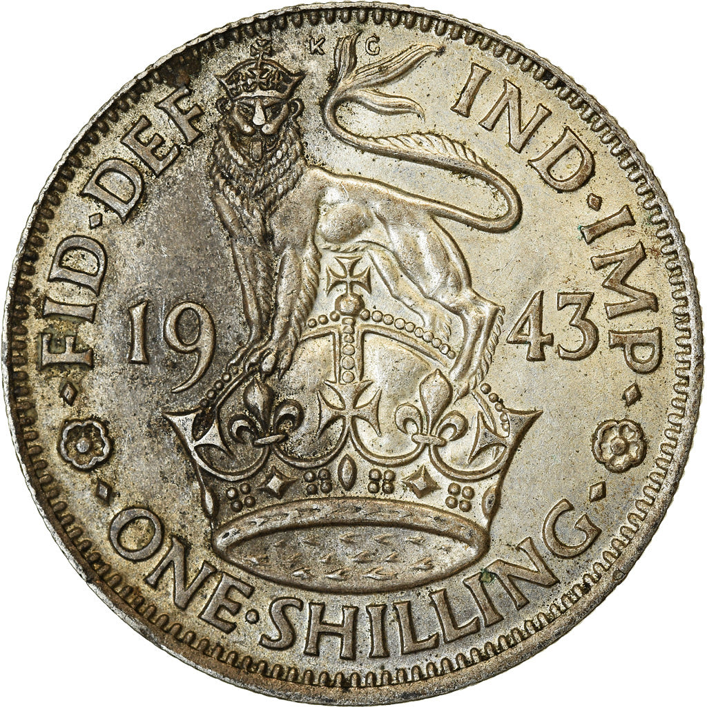 Moneta, Gran Bretagna, George VI, Shilling, 1943, BB+, Argento, KM:854