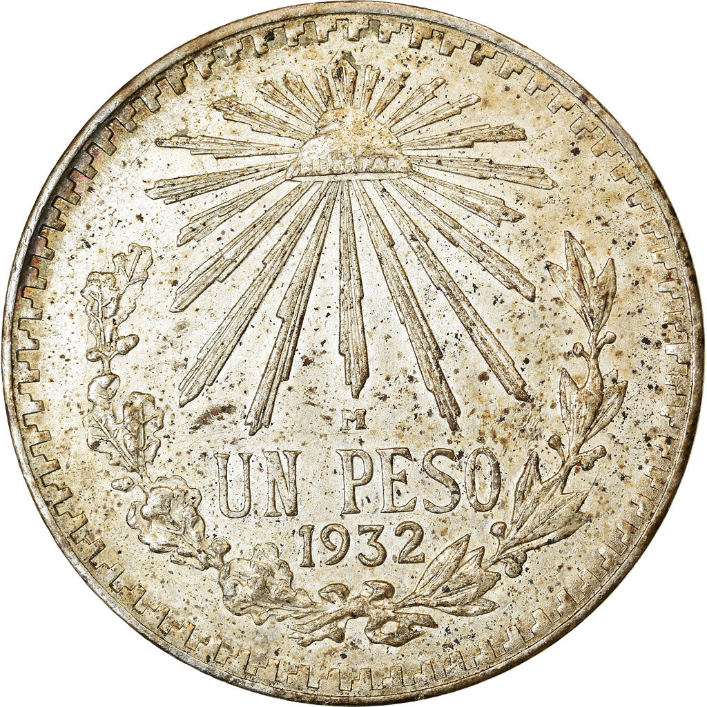 Moneda, México, Peso, 1932, Mexico City, MBC+, Plata, KM:455