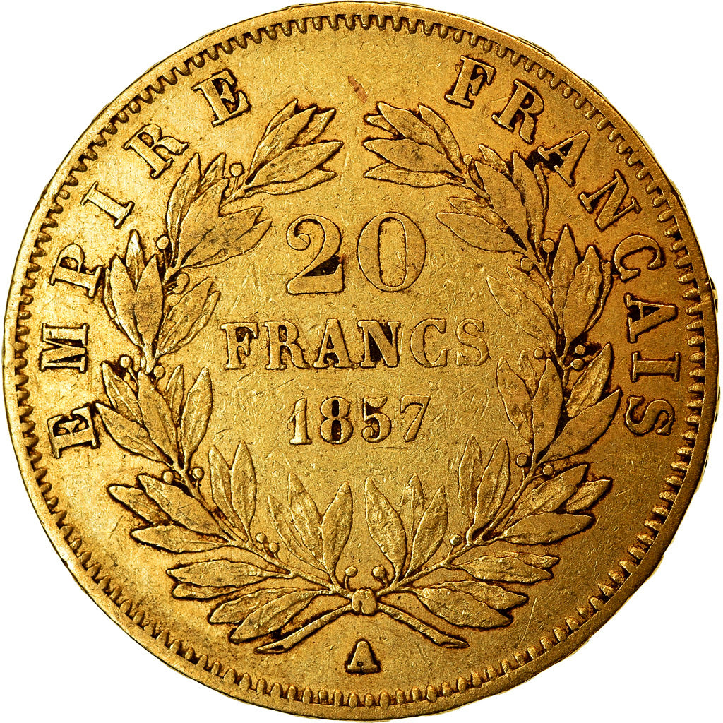 Moneta, Francja, Napoleon III, 20 Francs, 1857, Paris, EF(40-45), Złoto