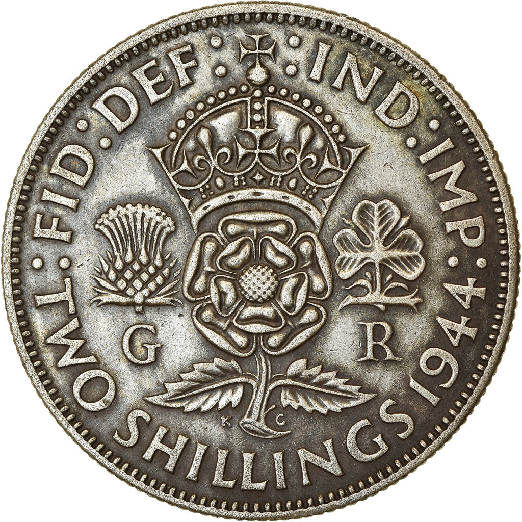 Moneta, Gran Bretagna, George VI, Florin, Two Shillings, 1944, BB, Argento