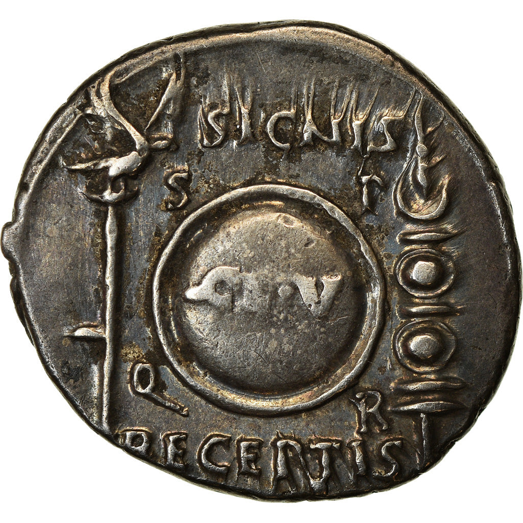 Münze, Augustus, Denarius, 19 BC, Colonia Patricia, SS+, Silber, RIC:86b