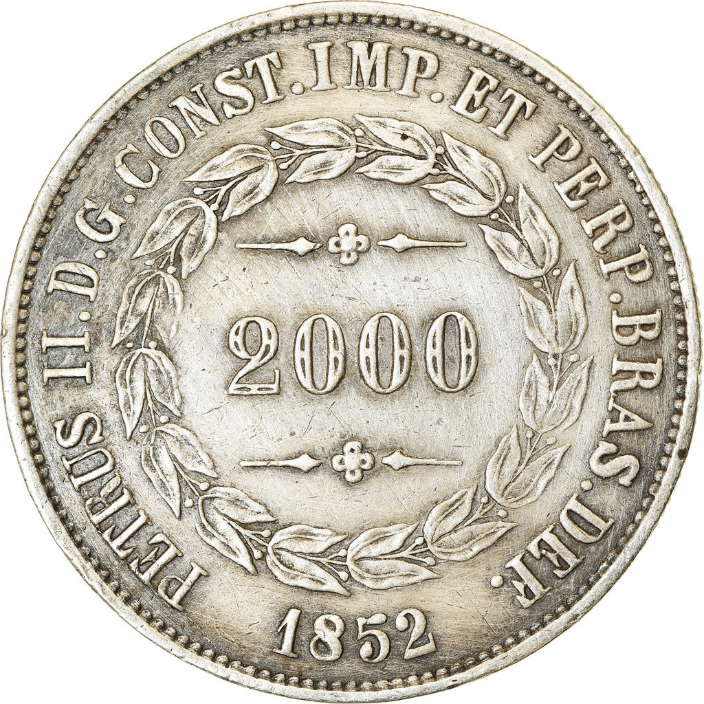 Münze, Brasilien, Pedro II, 2000 Reis, 1852, SS, Silber, KM:462