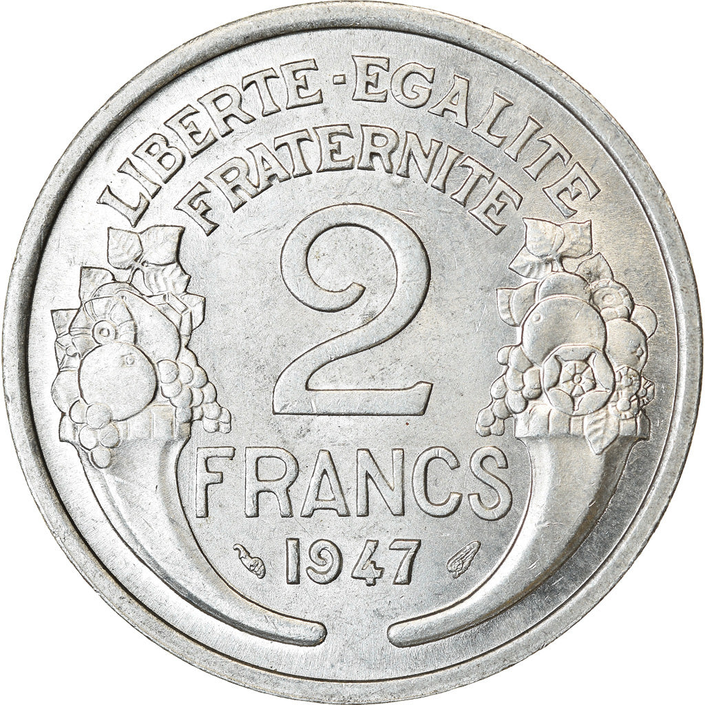 Munten, Frankrijk, Morlon, 2 Francs, 1947, Paris, PR+, Aluminium, KM:886a.1