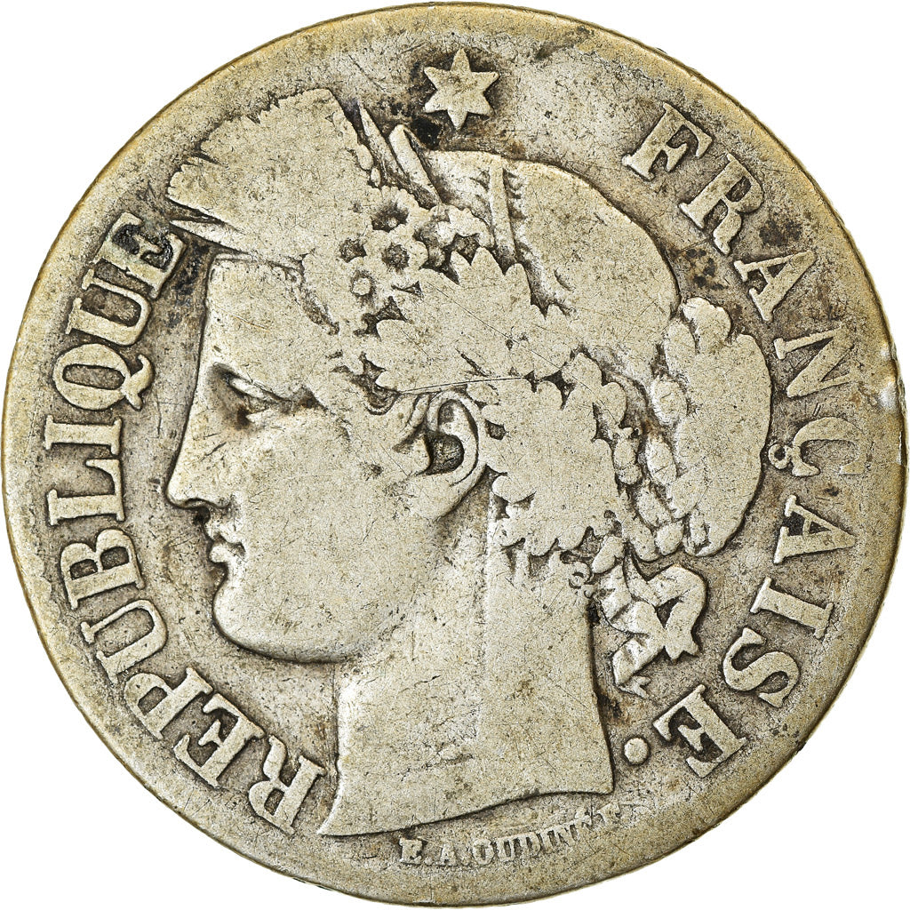 Moneta, Francia, Cérès, 2 Francs, 1871, Paris, MB, Argento, KM:817.1