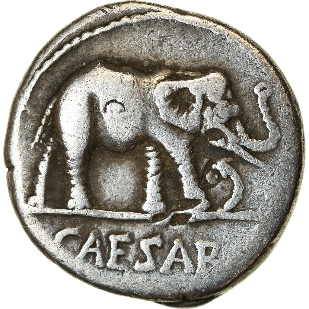 Münze, Julius Caesar, Denarius, Traveling Mint, SS, Silber, Cohen:49