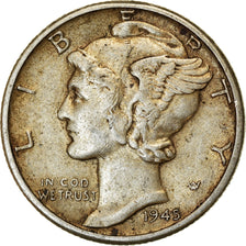 Coin, United States, Mercury Dime, Dime, 1945, U.S. Mint, Philadelphia