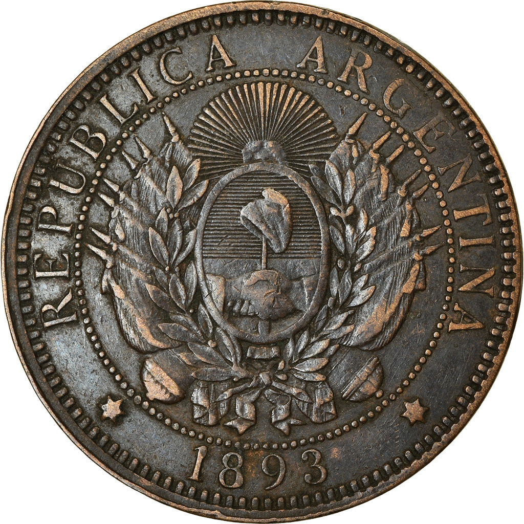 Moneta, Argentina, 2 Centavos, 1893, BB+, Bronzo, KM:33