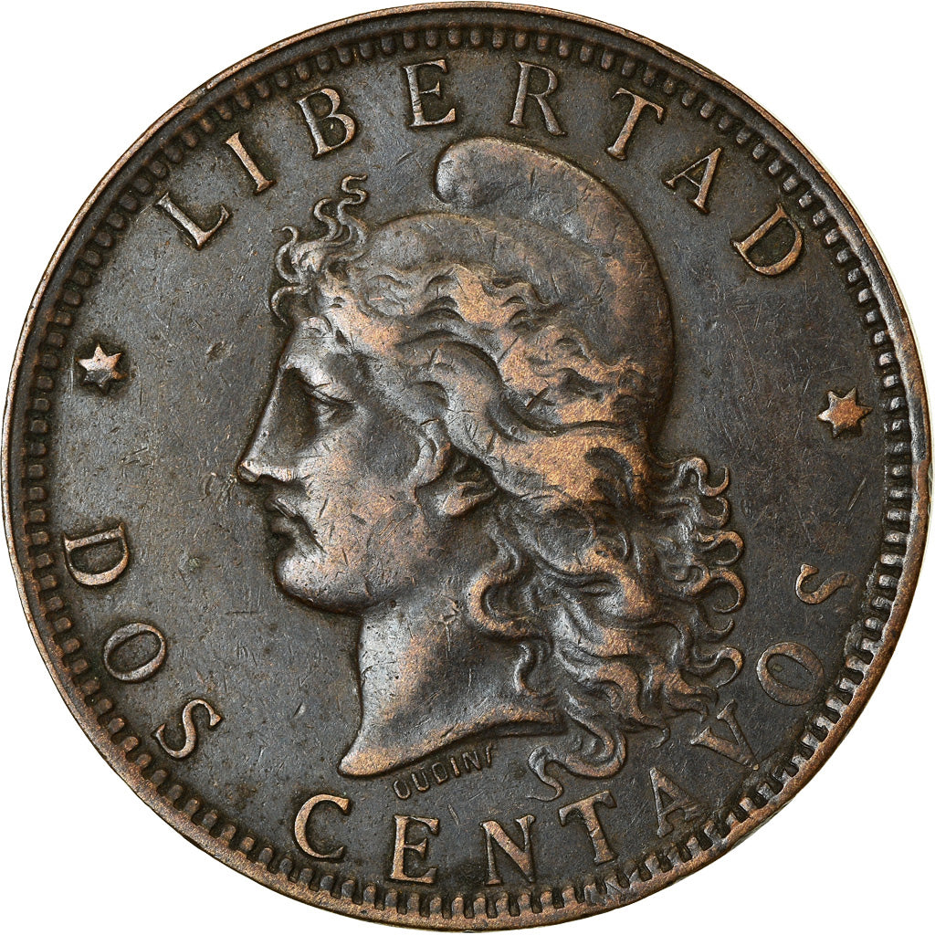 Moneta, Argentina, 2 Centavos, 1893, BB+, Bronzo, KM:33