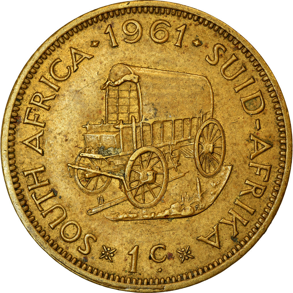 Moneta, Sudafrica, Cent, 1961, BB, Ottone, KM:57