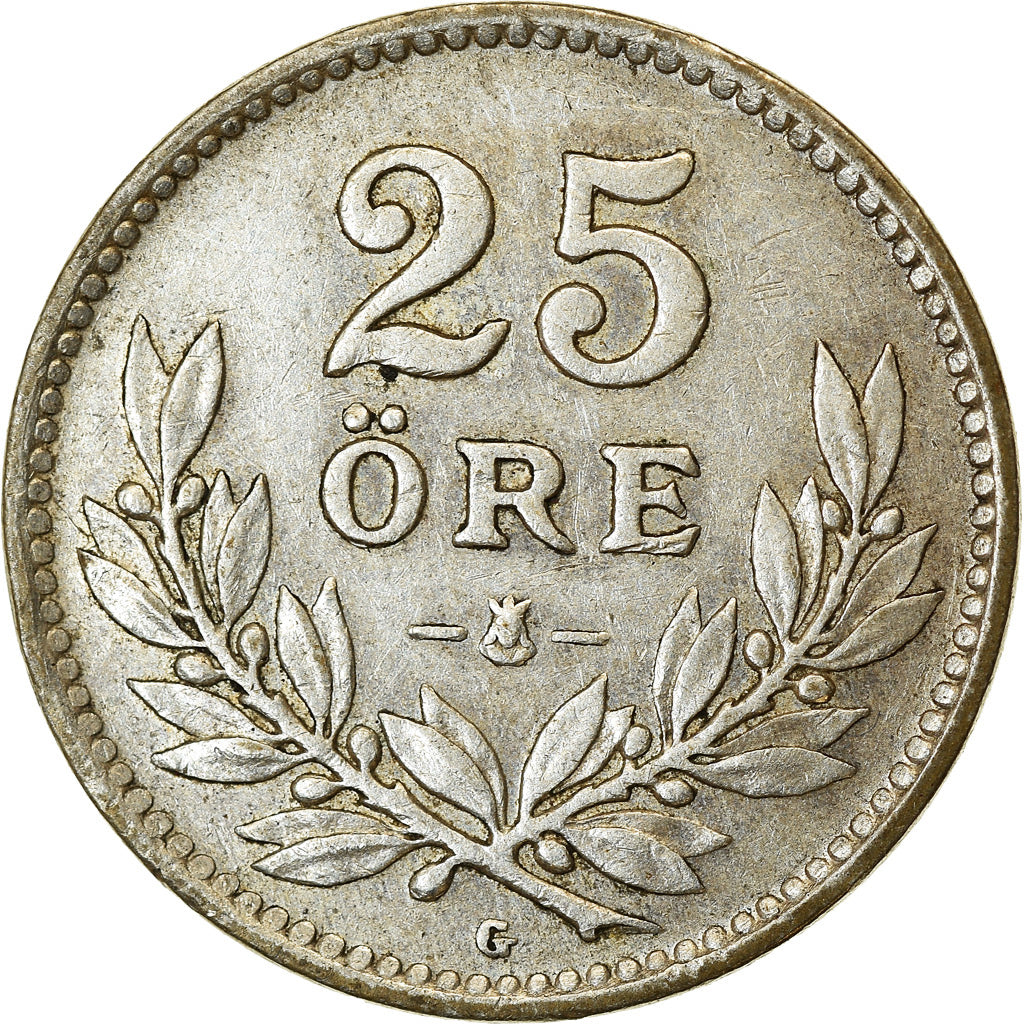 Moneta, Svezia, Gustaf V, 25 Öre, 1937, BB, Argento, KM:785