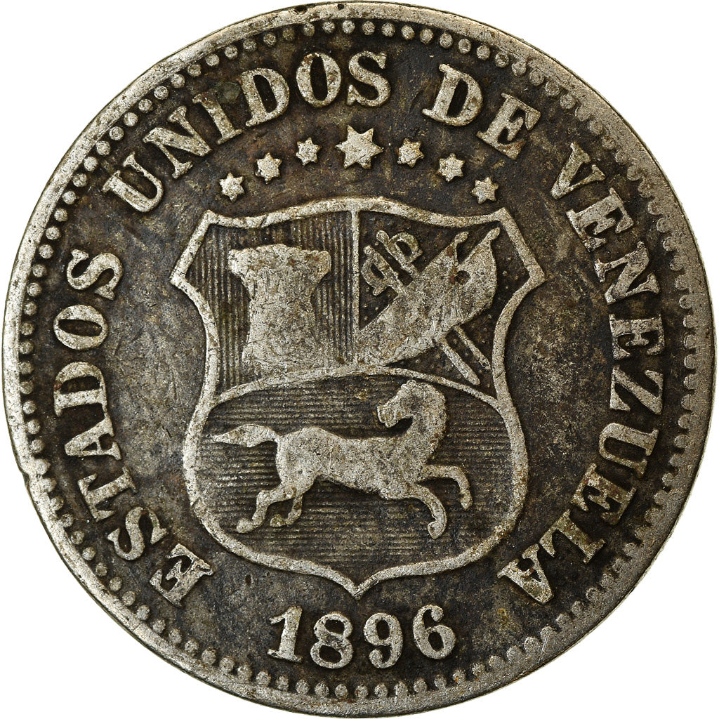 Moneta, Venezuela, 5 Centimos, 1896, MB+, Rame-nichel, KM:27