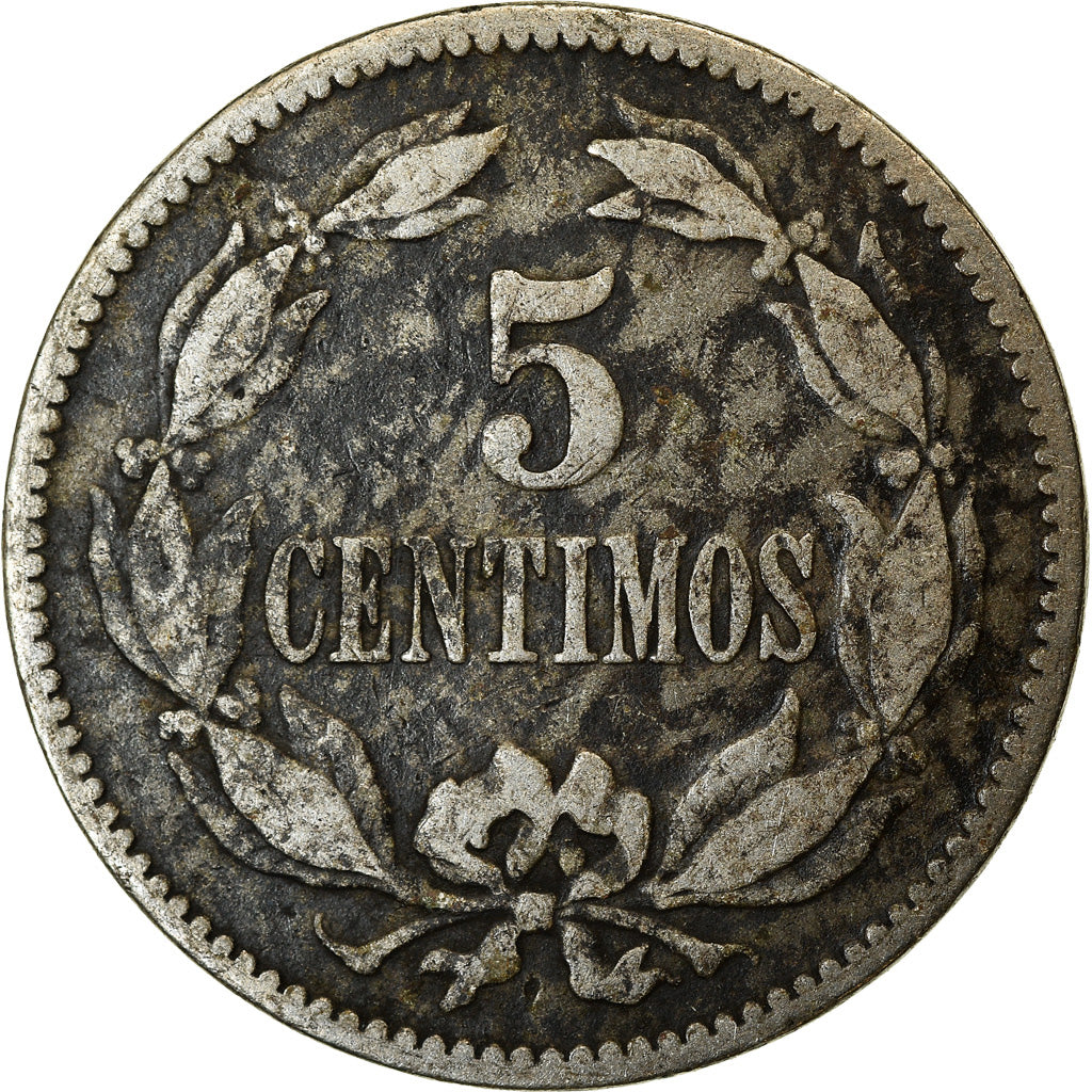 Moneta, Venezuela, 5 Centimos, 1896, MB+, Rame-nichel, KM:27