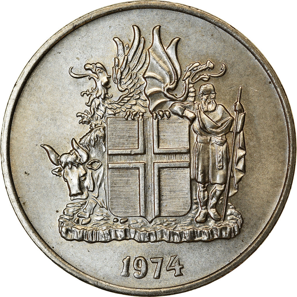 Munten, IJsland, 5 Kronur, 1974, PR, Copper-nickel, KM:18