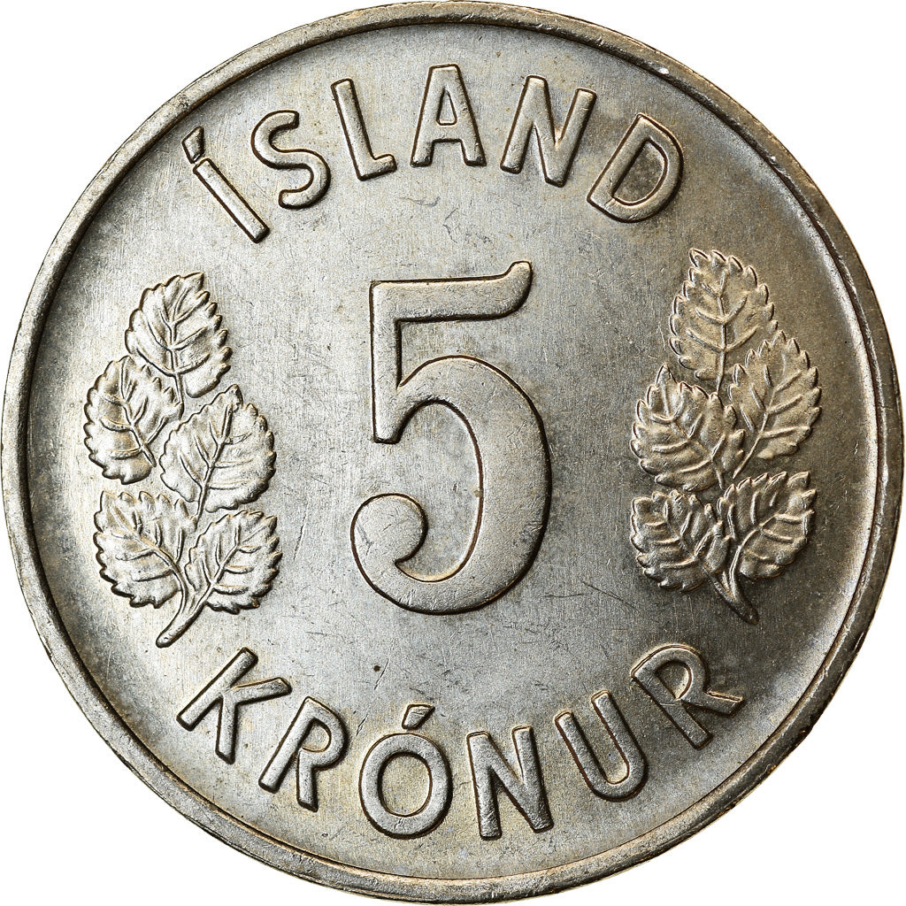Munten, IJsland, 5 Kronur, 1974, PR, Copper-nickel, KM:18