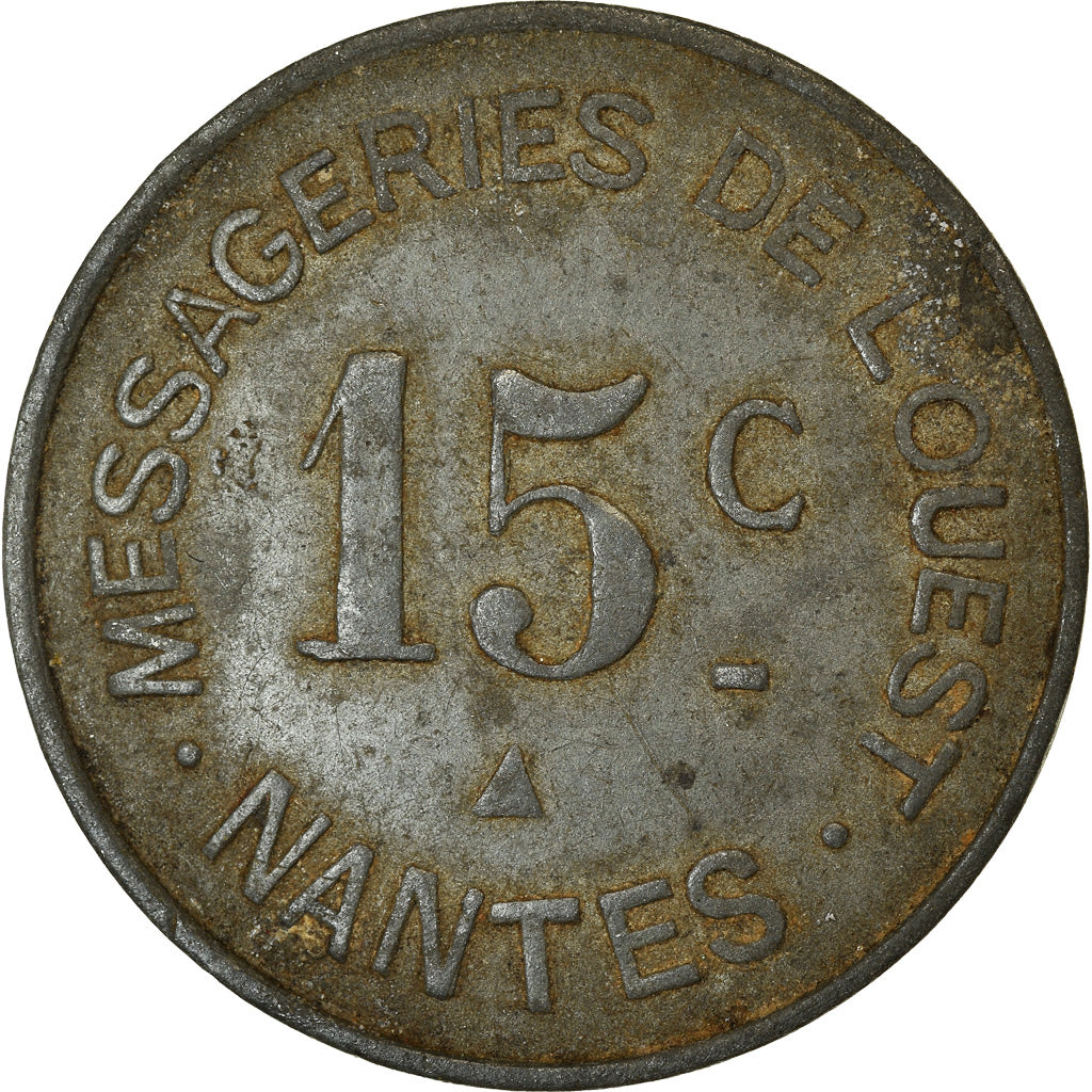 Münze, Frankreich, Messageries de l'Ouest, Nantes, 15 Centimes, SS, Nickel
