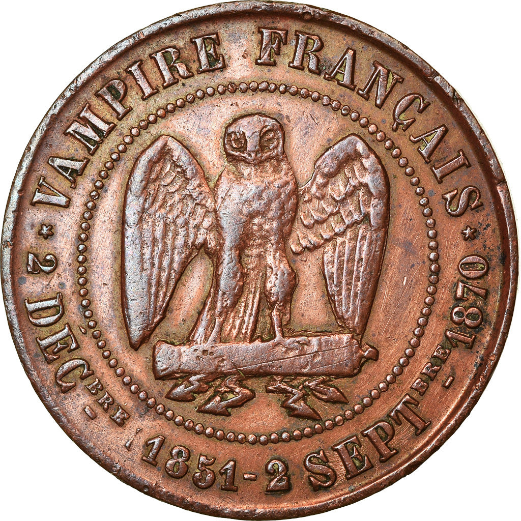 Moneta, Francia, 5 Centimes, 1870, Satirique, BB, Bronzo