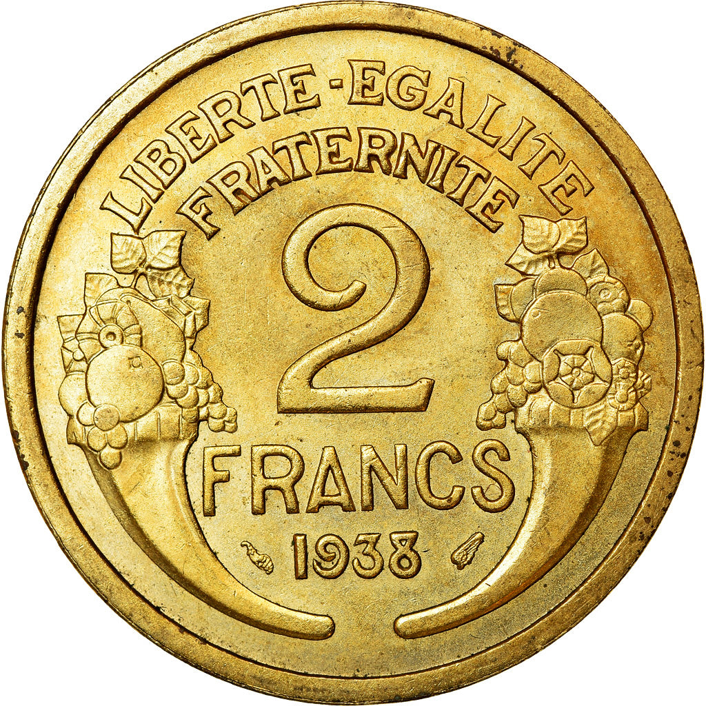 Coin, France, Morlon, 2 Francs, 1938, Paris, MS(60-62), Aluminum-Bronze, KM:886