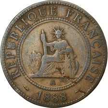 Moeda, INDOCHINA FRANCESA, Cent, 1888, Paris, VF(30-35), Bronze, KM:1