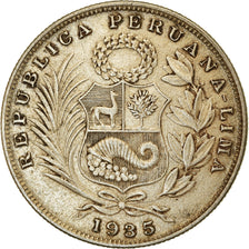 Münze, Peru, 1/2 Sol, 1935, Lima, SS+, Silber, KM:216