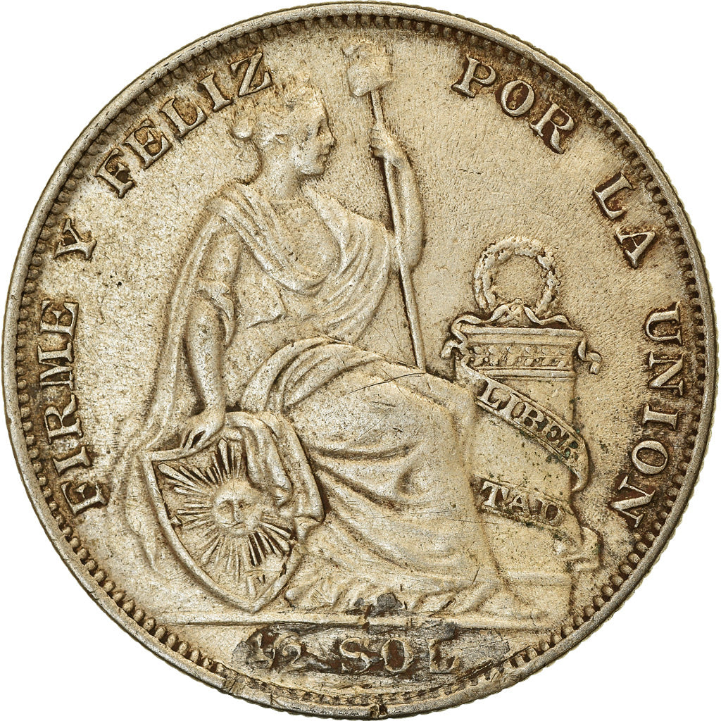 Münze, Peru, 1/2 Sol, 1935, Lima, SS+, Silber, KM:216