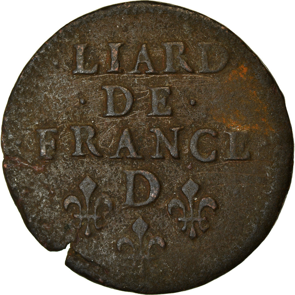 Moneta, Francja, Louis XIV, Liard de France au buste juvénile, deuxième type