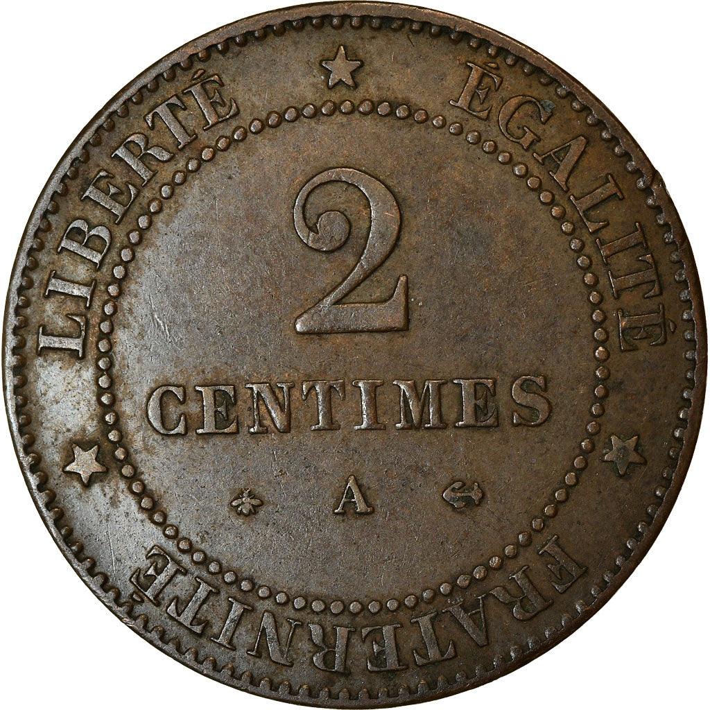 Moneta, Francia, Cérès, 2 Centimes, 1879, Paris, BB+, Bronzo, KM:827.1