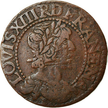 Moneda, Francia, Louis XIII, Louis XIII, Double Tournois, 1638, MBC, Cobre