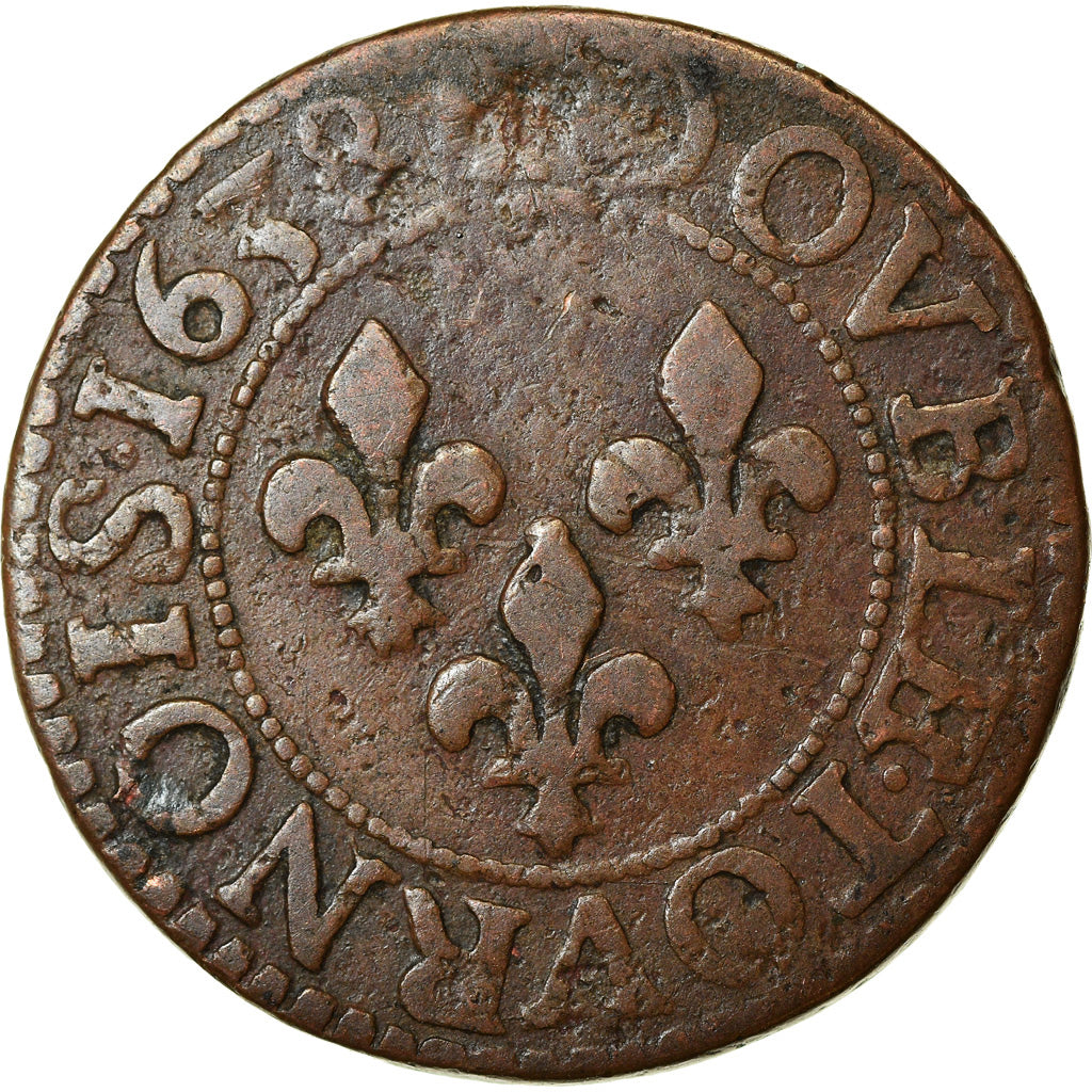 Monnaie, France, Louis XIII, Louis XIII, Double Tournois, 1638, TTB, Cuivre