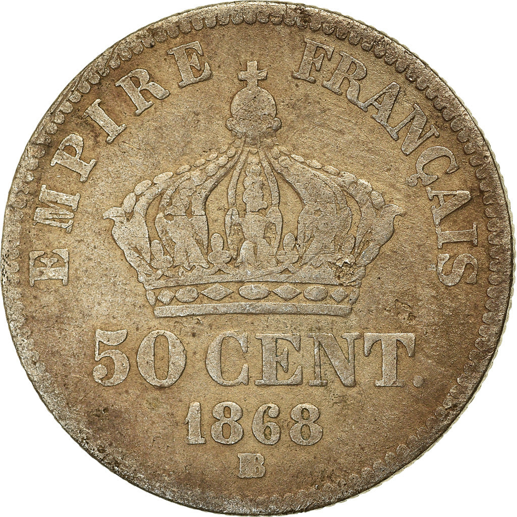Munten, Frankrijk, Napoleon III, Napoléon III, 50 Centimes, 1868, Strasbourg