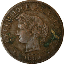 Moneta, Francja, Cérès, Centime, 1884, Paris, VF(30-35), Bronze, KM:826.1