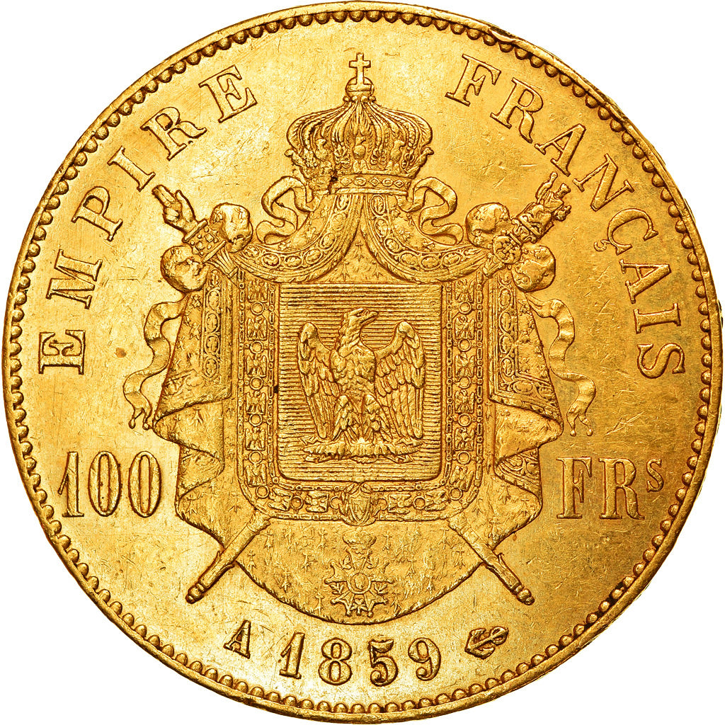 Münze, Frankreich, Napoleon III, 100 Francs, 1859, Paris, SS+, Gold, KM:786.1