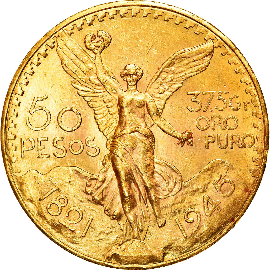 Moneda, México, 50 Pesos, 1945, Mexico City, EBC, Oro, KM:481