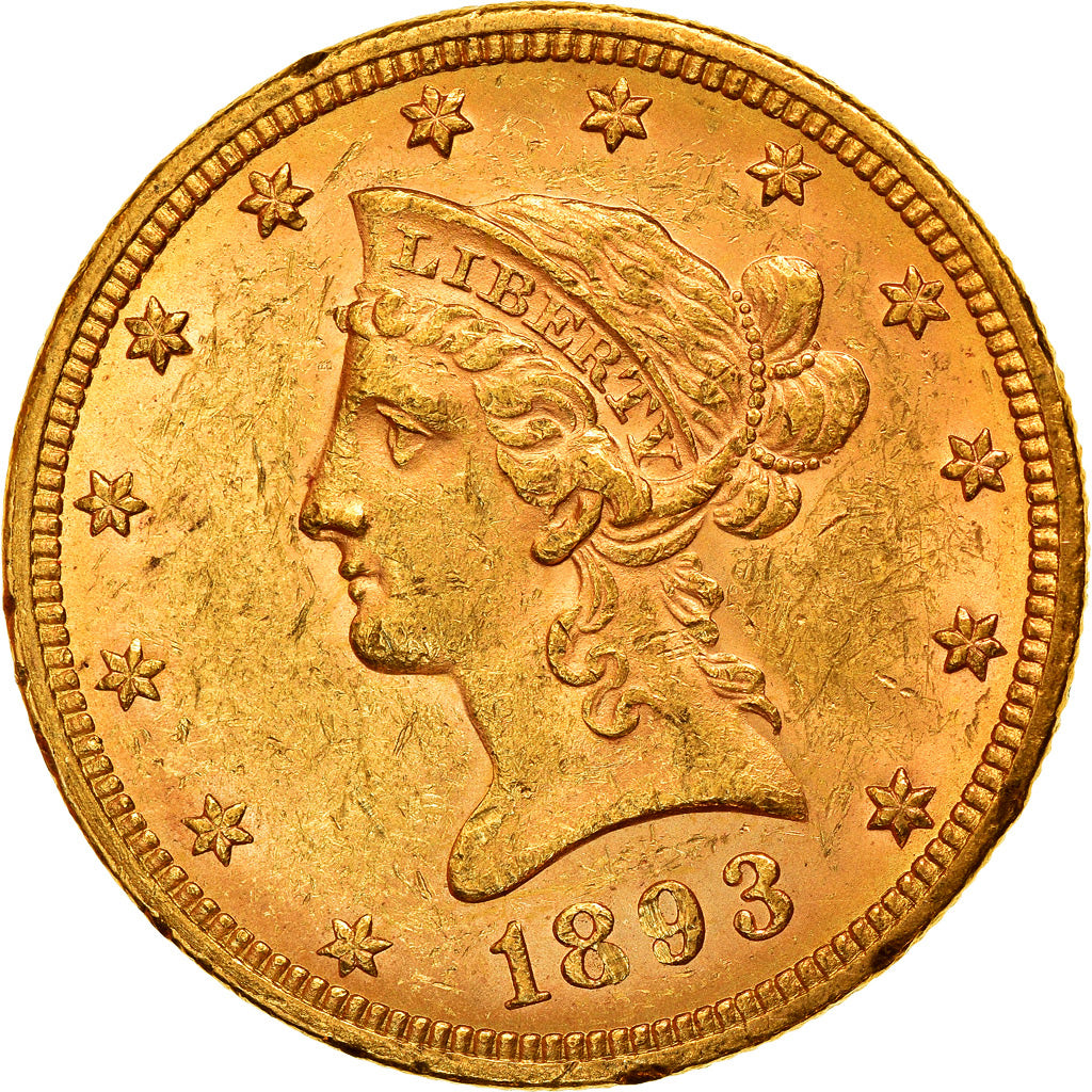 Coin, United States, Coronet Head, $10, Eagle, 1893, U.S. Mint, Philadelphia