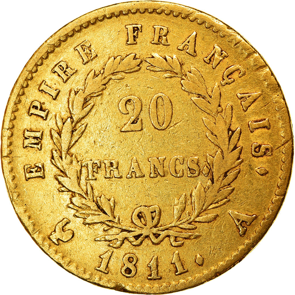 Munten, Frankrijk, Napoléon I, 20 Francs, 1811, Paris, ZF, Goud, KM:695.1