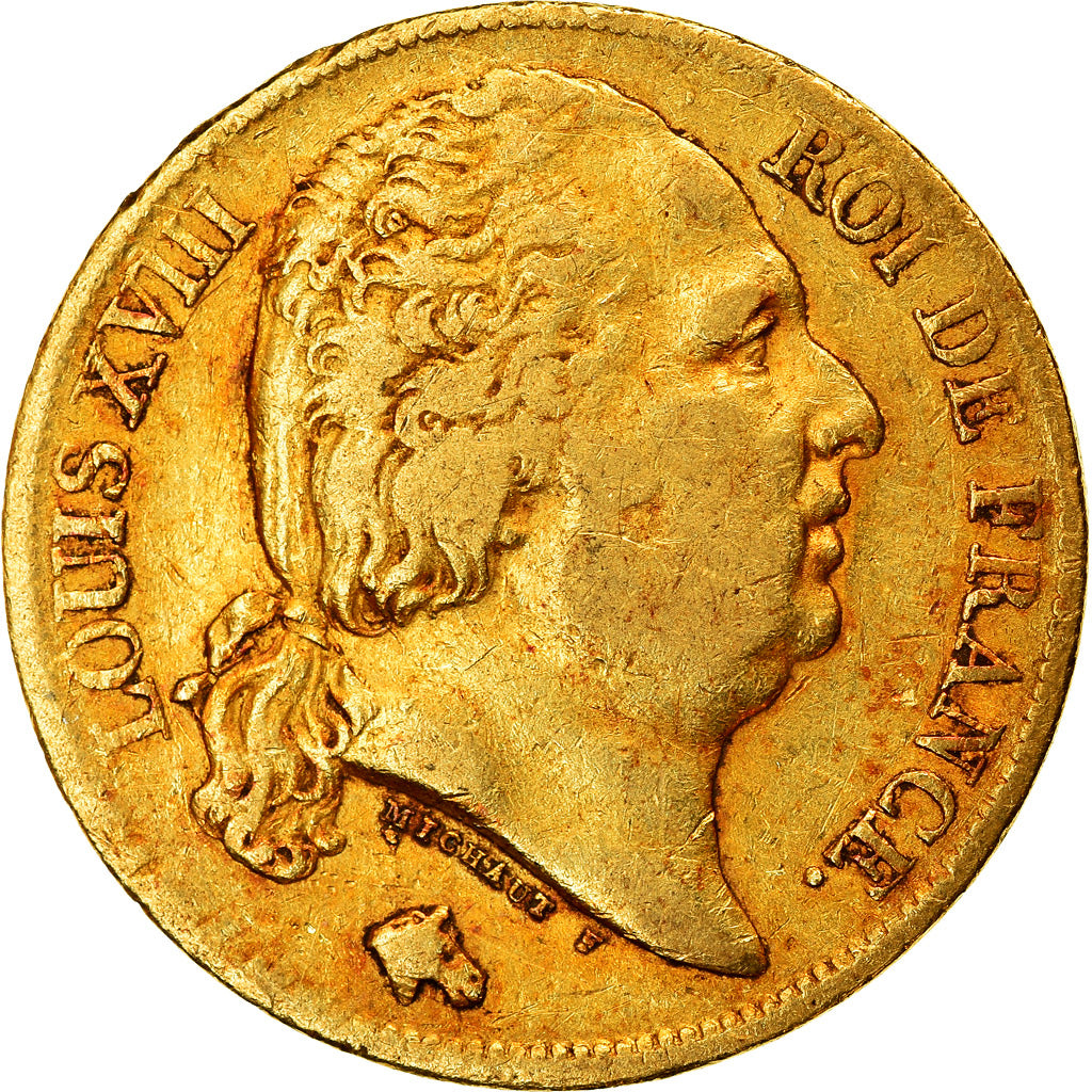 Moeda, França, Louis XVIII, Louis XVIII, 20 Francs, 1819, Lille, EF(40-45)