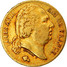 Moeda, França, Louis XVIII, Louis XVIII, 20 Francs, 1819, Lille, EF(40-45)