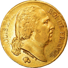 Coin, France, Louis XVIII, Louis XVIII, 20 Francs, 1824, Paris, AU(50-53), Gold