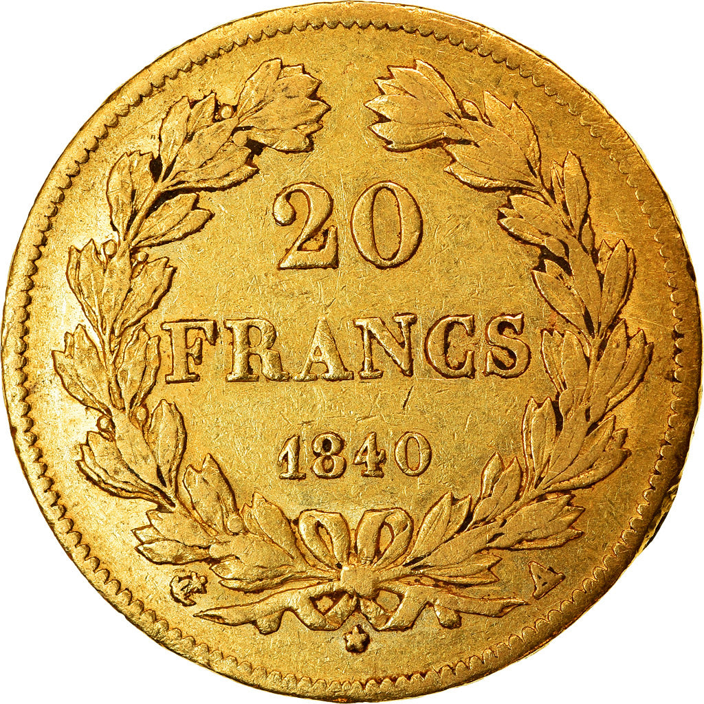 Moneda, Francia, Louis-Philippe, 20 Francs, 1840, Paris, MBC, Oro, KM:750.1