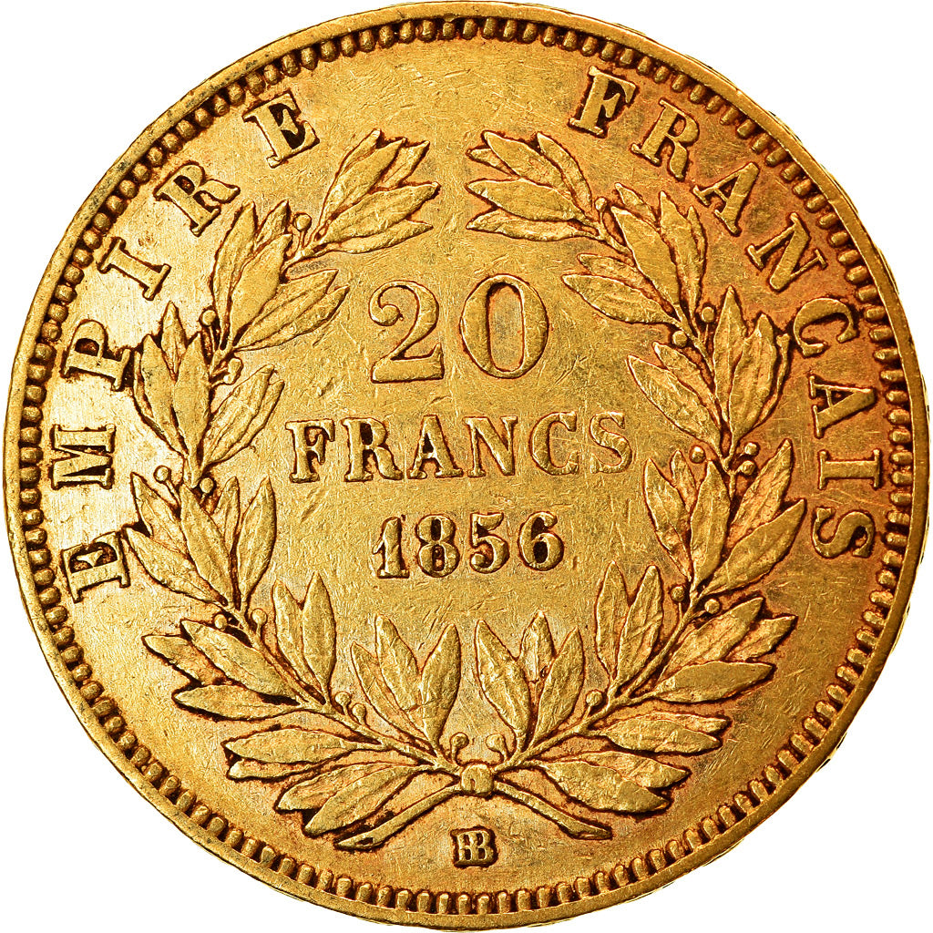 Monnaie, France, Napoleon III, Napoléon III, 20 Francs, 1856, Strasbourg, Rare