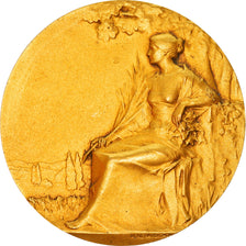Frankrijk, Medaille, Art Nouveau, Femme Assise, Baudichon, PR, Gilt Bronze